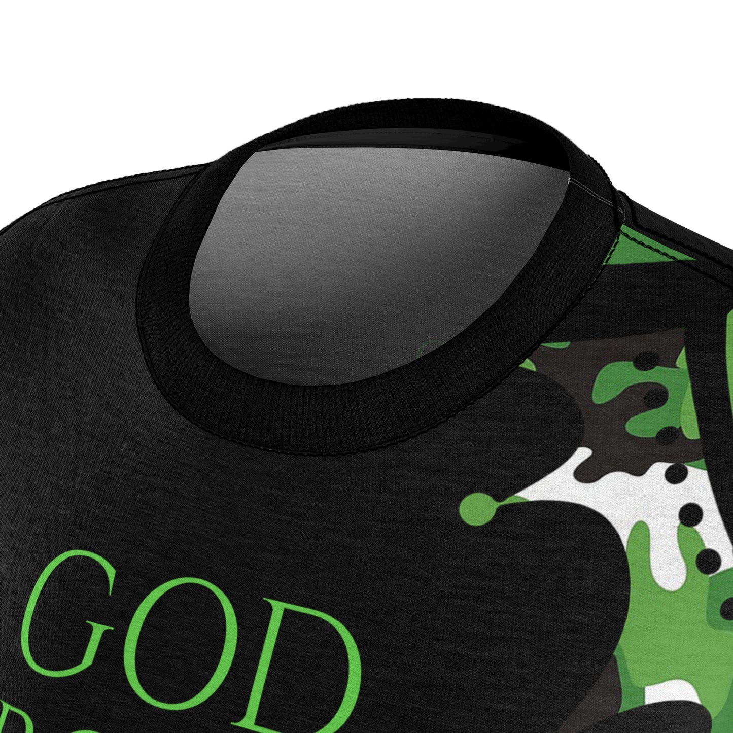 S...GGG z.a....GOD PROTECTS Camouflage green design Women's AOP Cut & Sew Tee