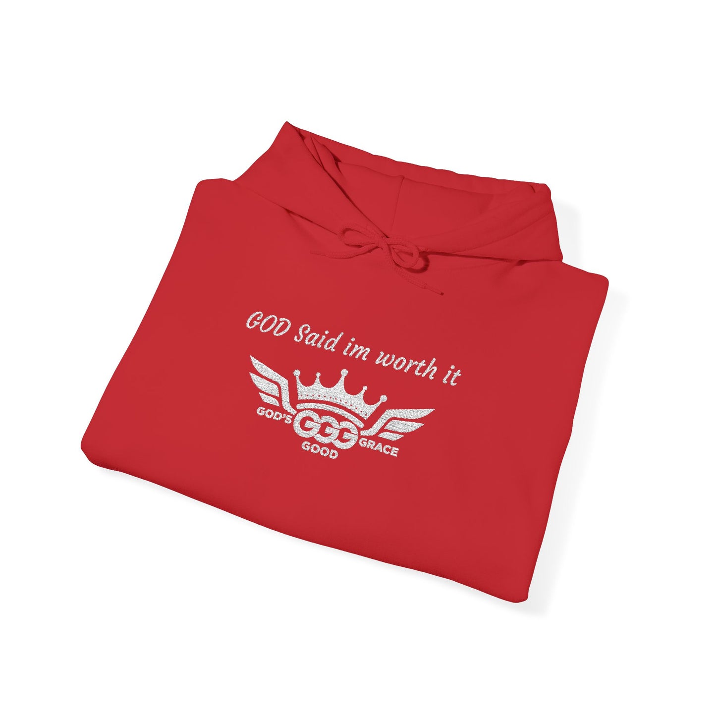 B...GGG b White Logo EMBROIDERY God said I'm worth it Hoodie MULTIPLE COLORS