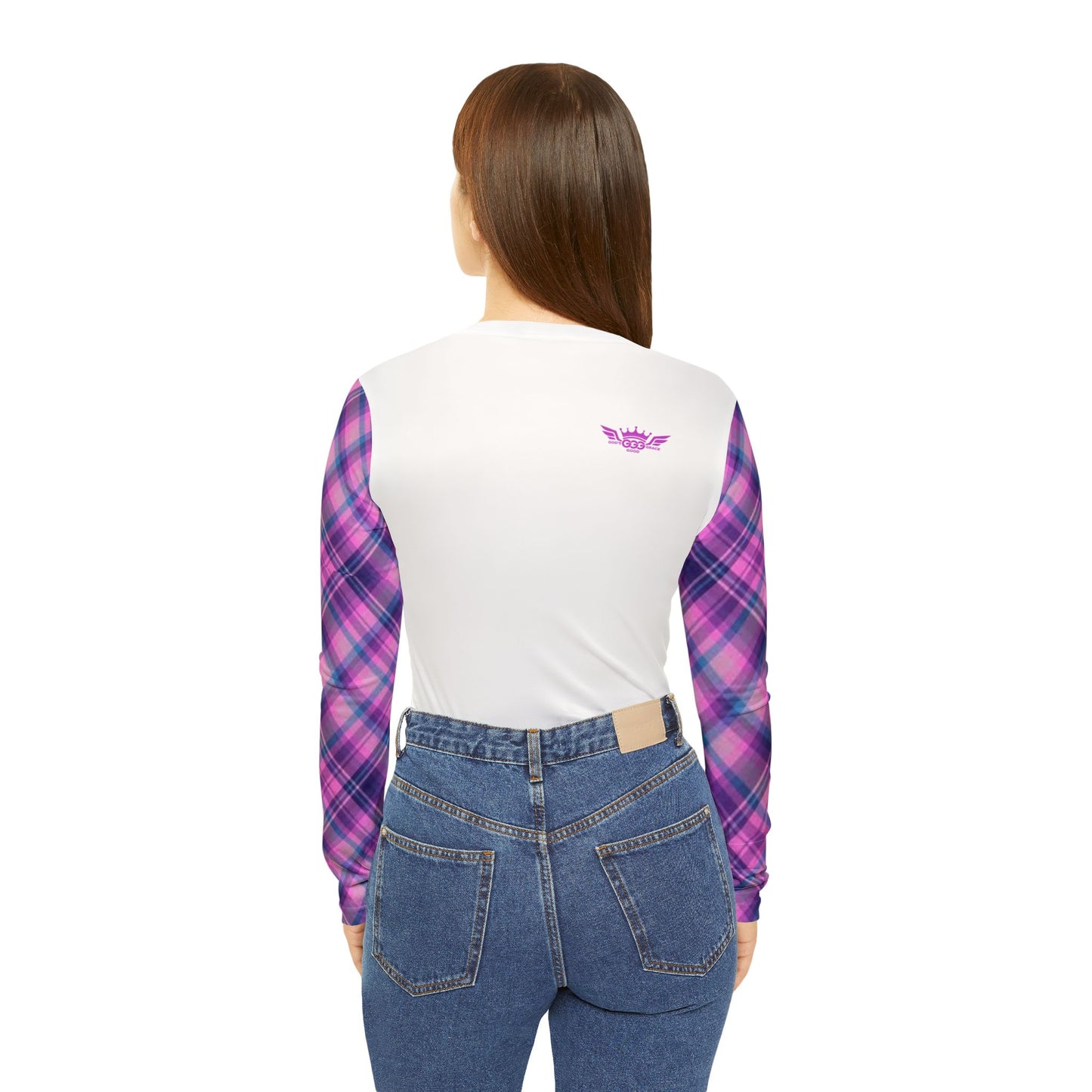 L...GGG c lite purple,white design Women's V‑Neck Long Sleeve — (petite to plus size)