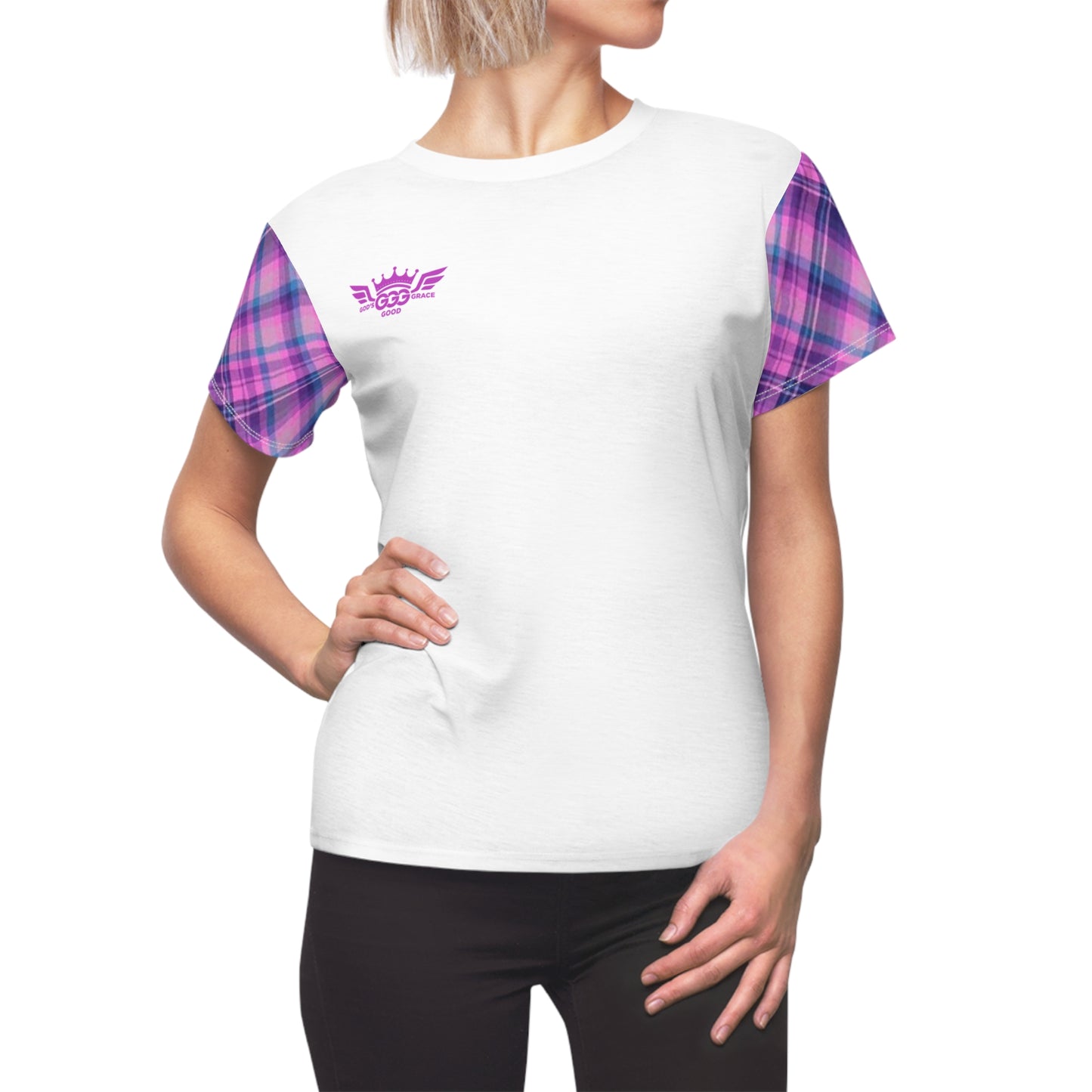 L...GGG b lite purple,white design Women's AOP Cut & Sew Tee
