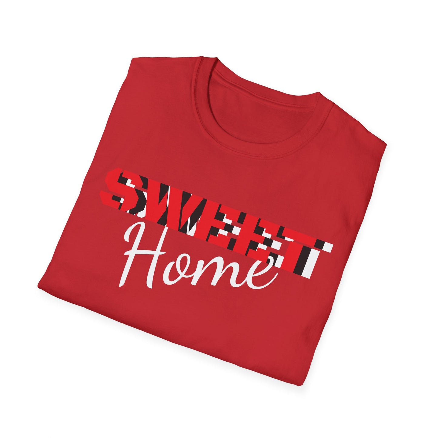 Z...SWEET HOME T SHIRT.. work attire RED Vibes Unisex Softstyle T-Shirt - Trendy Apparel for Creatives & Tech Enthusiasts