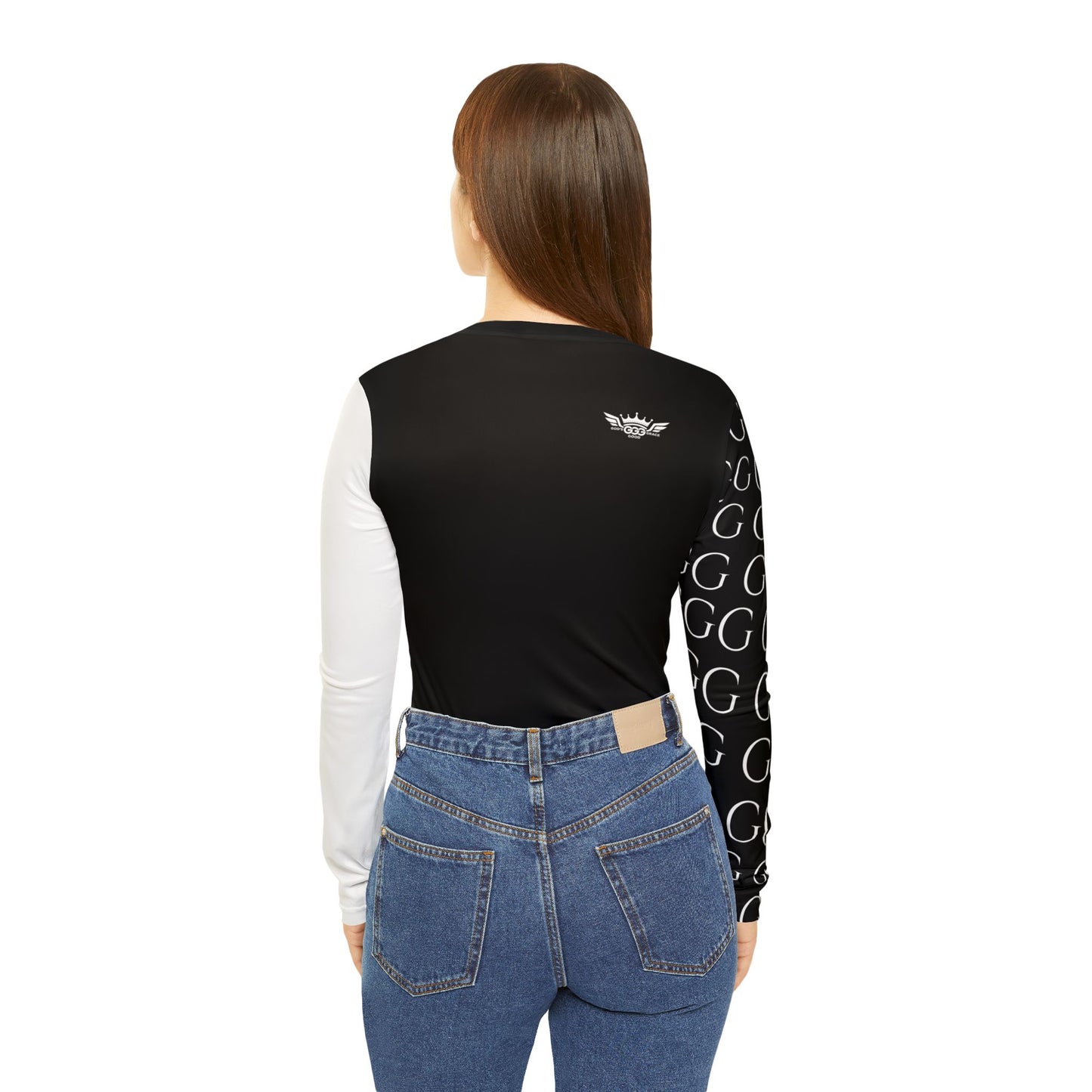 F...black GGG design z Women's V‑Neck Long Sleeve — (petite to plus size)