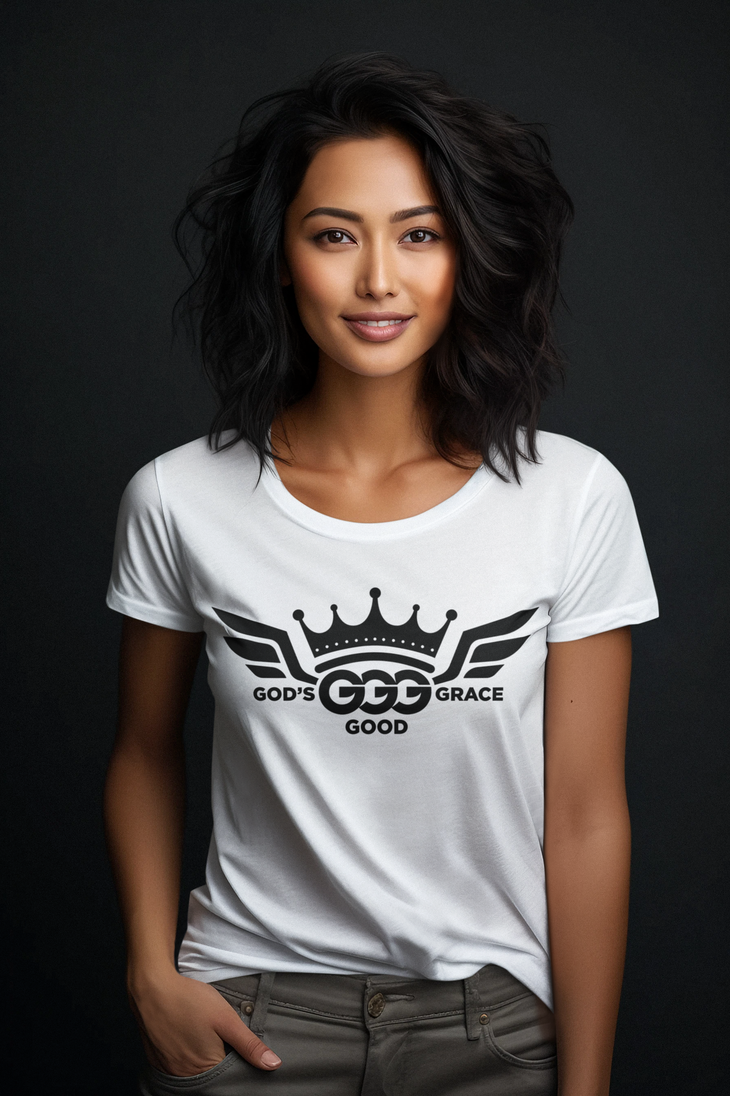 A.......................BLACK LOGO WOMENS white Softstyle Tee