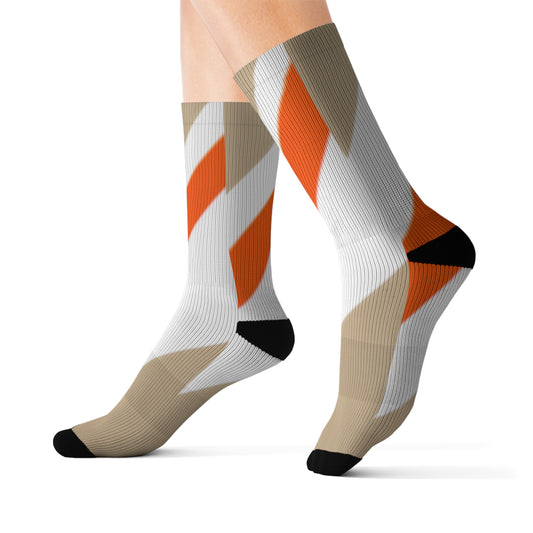 A.........orange/white/beige GGG design Sublimation Socks