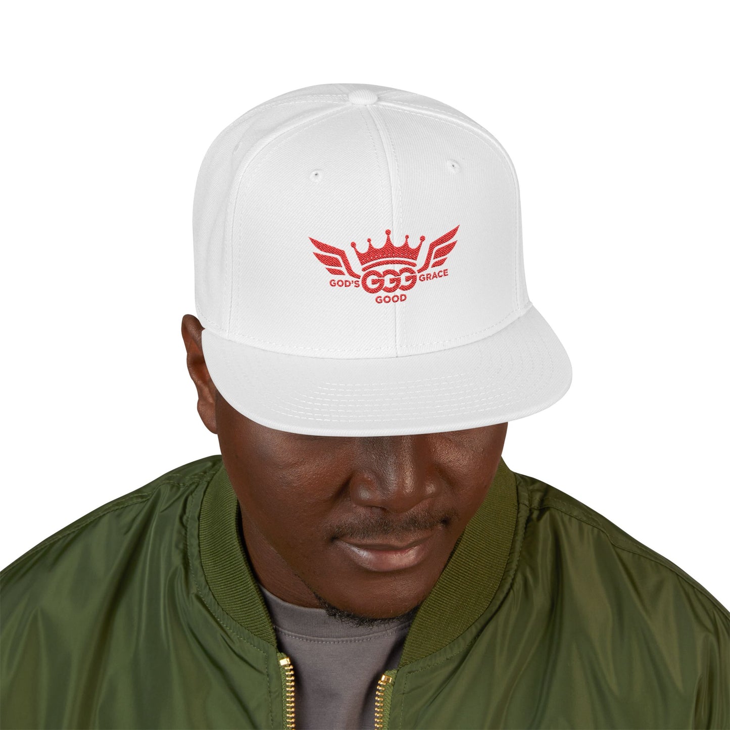 S...GGG z.c  EMBROIDERY ..red/white Mens White logo Snapback Hat