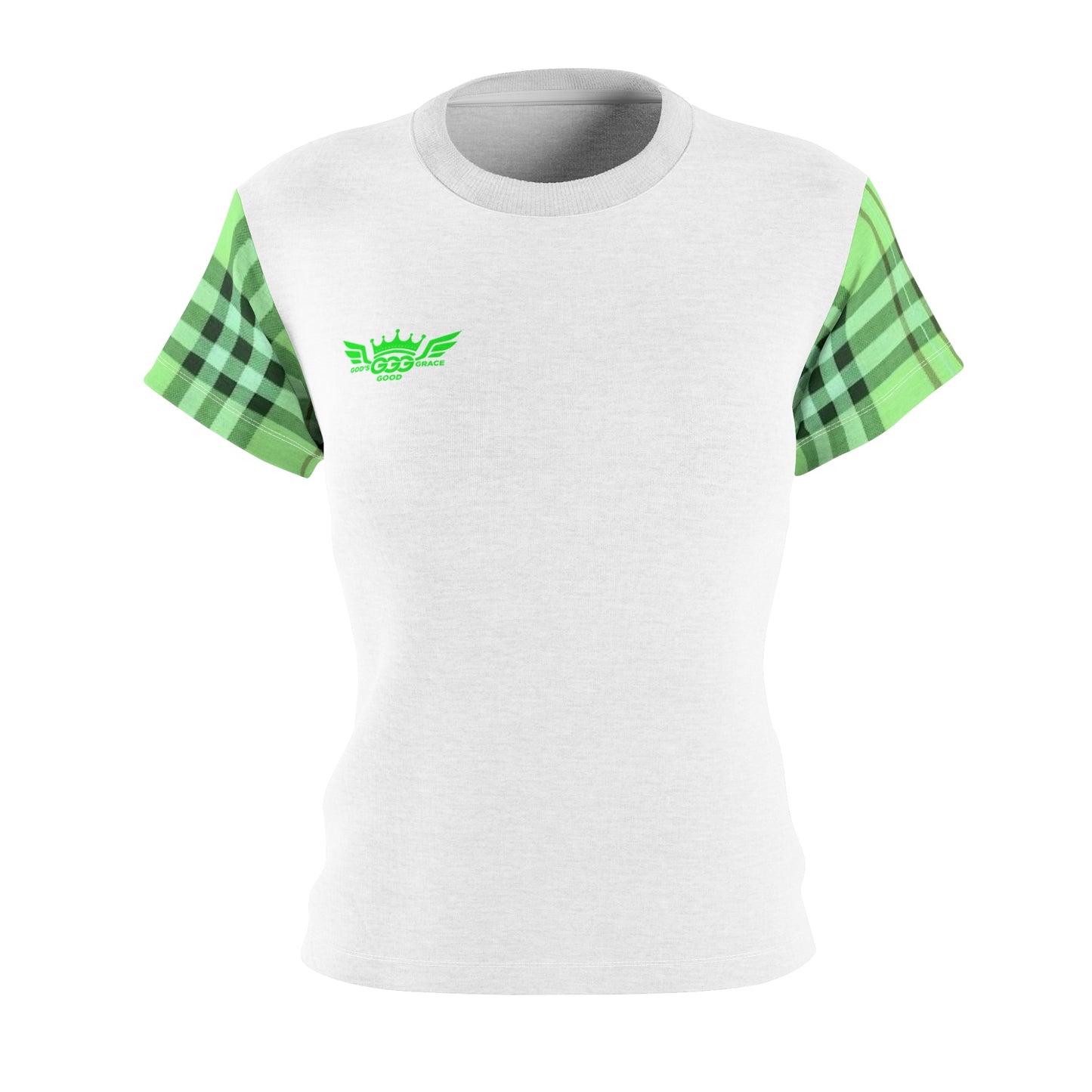 K...GGG fluorescent green,white design Women's AOP Cut & Sew Tee