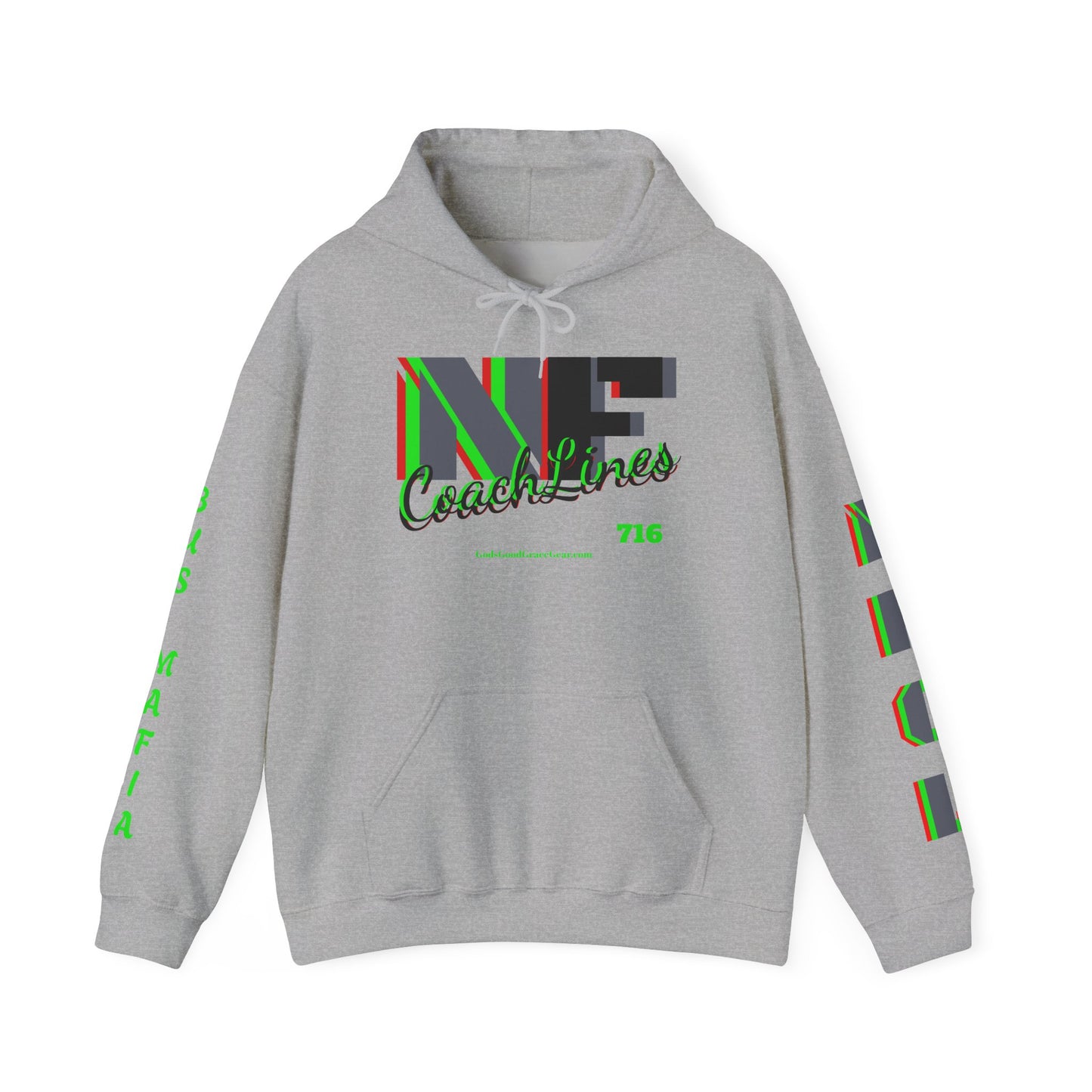 Z...NFCL WORK ATTIRE Hoodie with grey/black green red Sleeve Graphics
