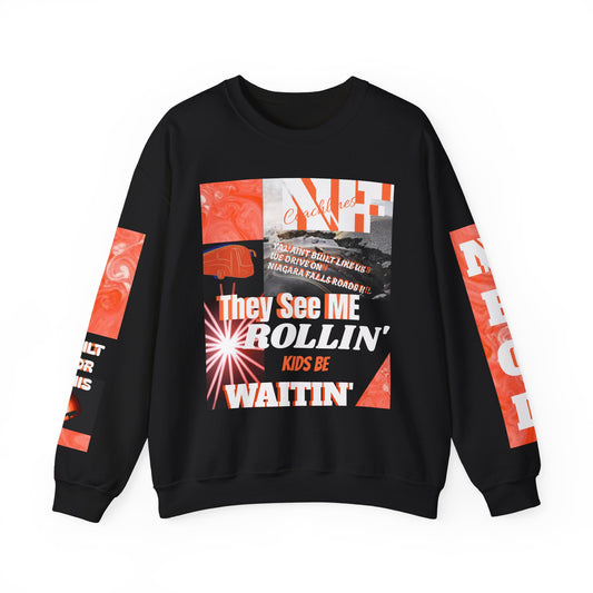 A...........................New NFCL coral.. They See Me Rollin' Crewneck Sweatshirt