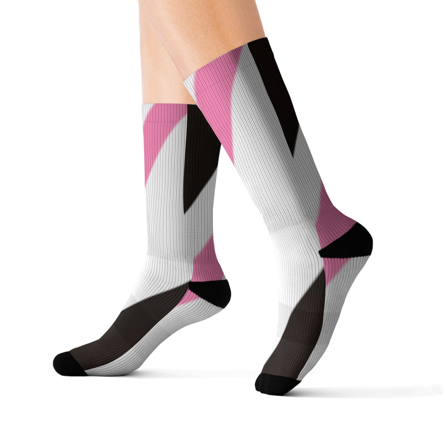 A......pink/white/brown GGG design Sublimation Socks