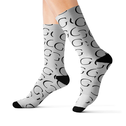F...black GGG design Sublimation black,white Socks