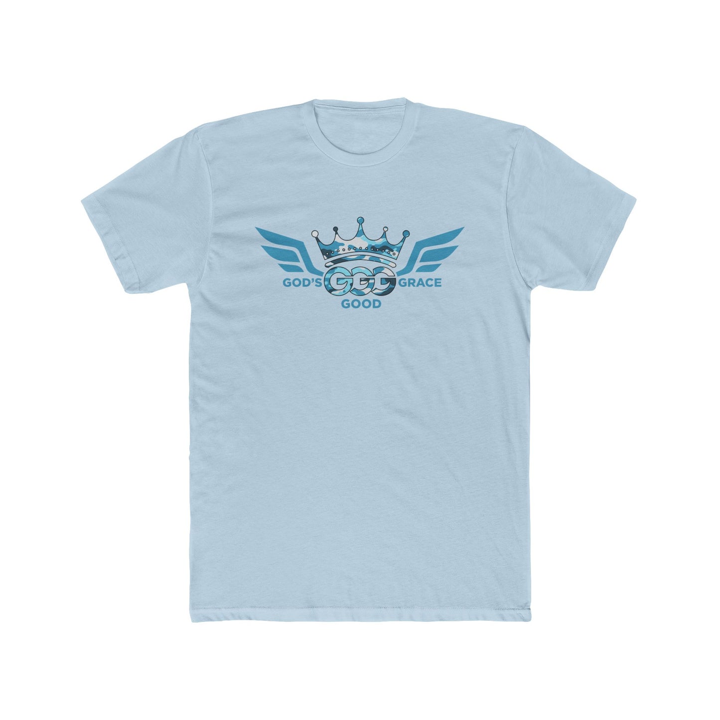 R...GGG....g...Blue Camouflage logo MULTIPLE COLORS Tee — Faith-Based Graphic T-Shirt