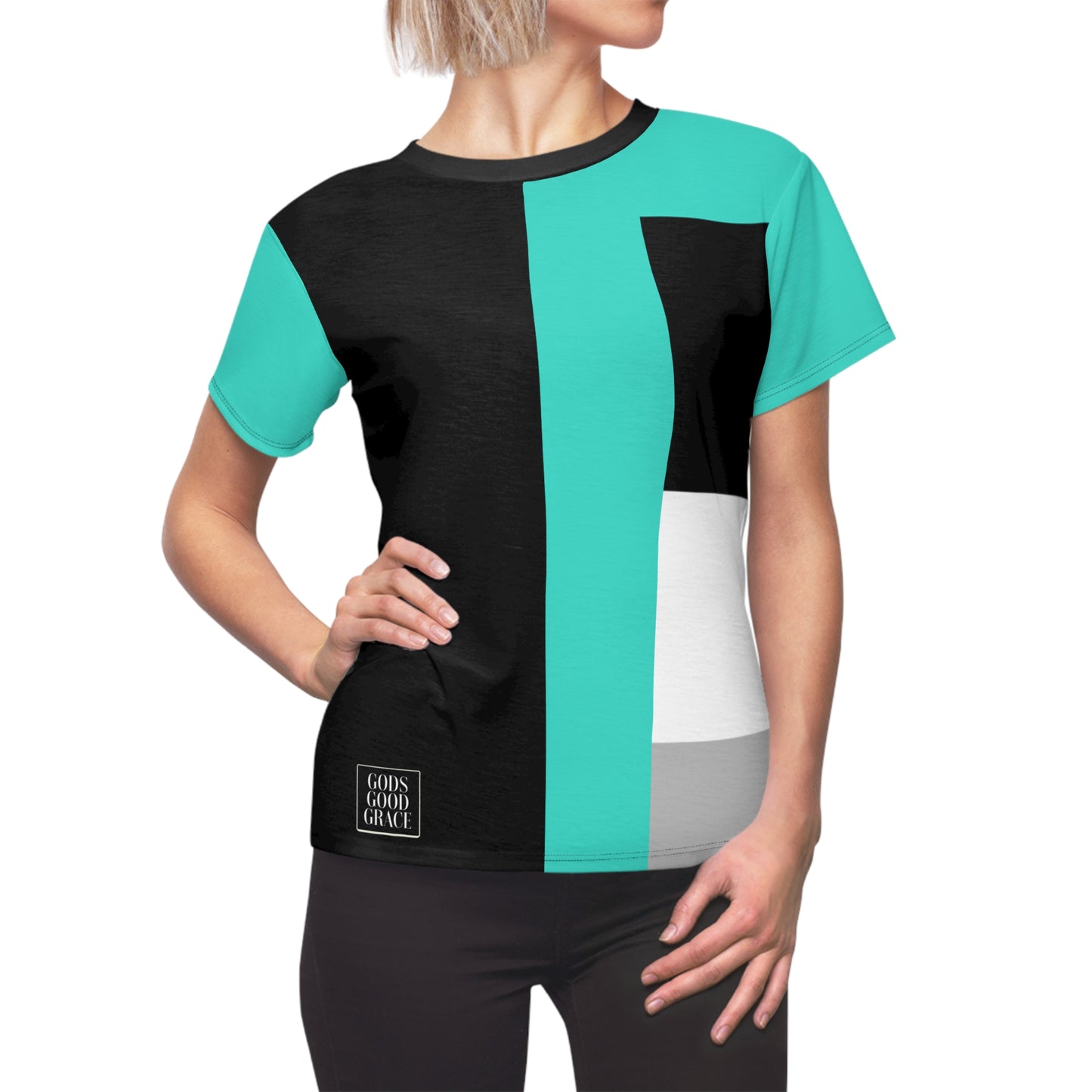 A...GGG turquoise,black,white design Women's AOP Cut & Sew Tee