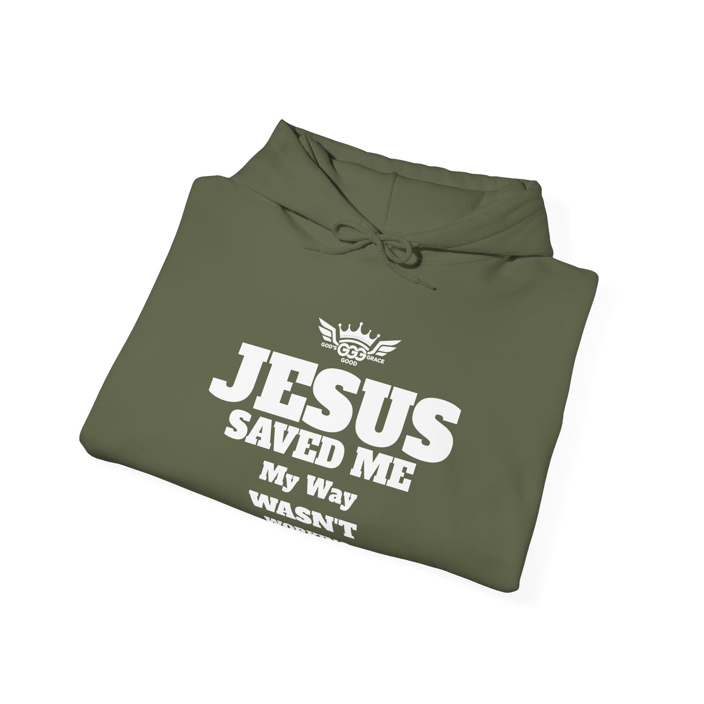 A......................JESUS SAVED ME ,WHITE LOGO (Multiple Colors) Unisex Heavy Blend™ Hooded Sweatshirt