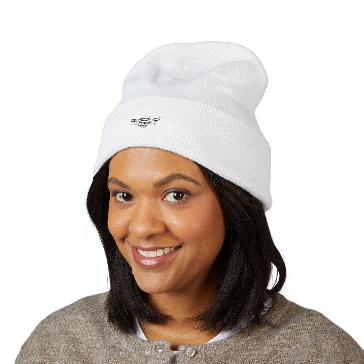 T...GGG White Logo Embroidered Classic Cuffed Beanie —MULTIPLE COLORS... Knit Hat