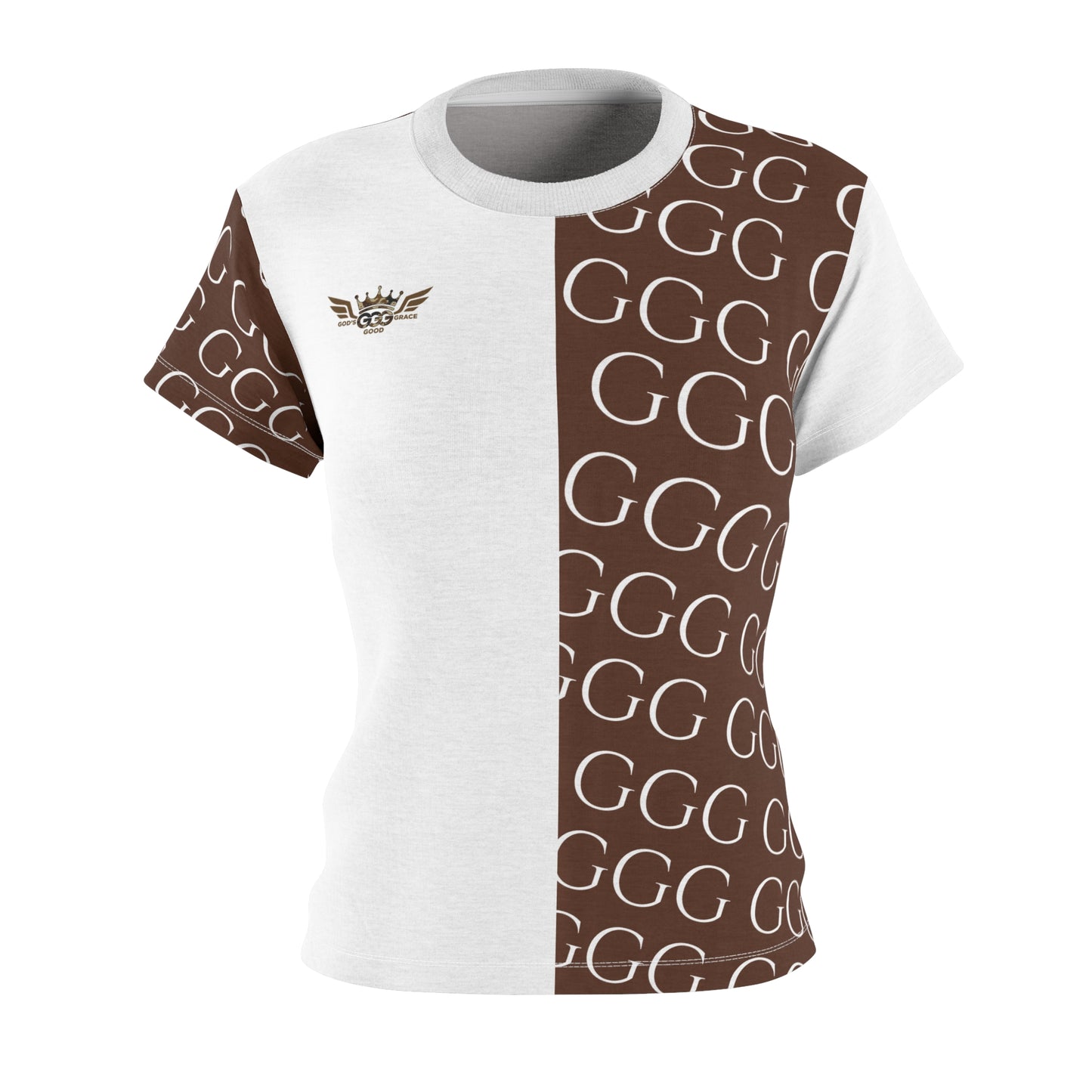 M...brown,white GGG design Women's AOP Cut & Sew Tee