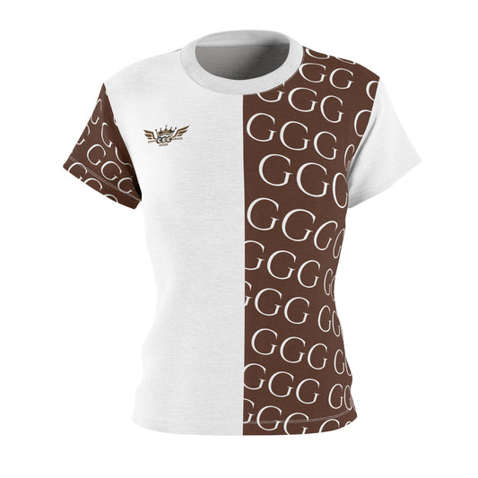 M...brown,white GGG design Women's AOP Cut & Sew Tee