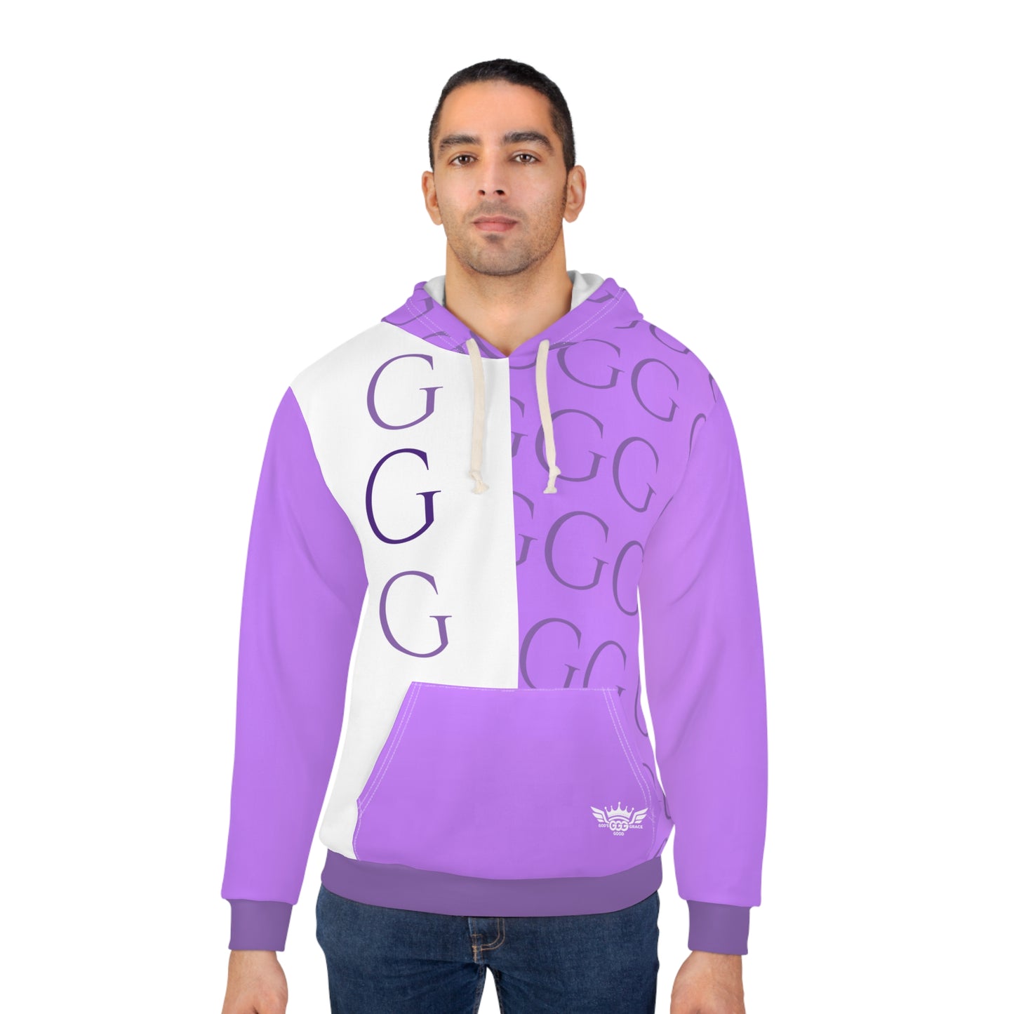 A.........................GGG...POLYESTER BIG BOY LAVENDER LIGHT PURPLE WHITE DESIGN Unisex Pullover Hoodie