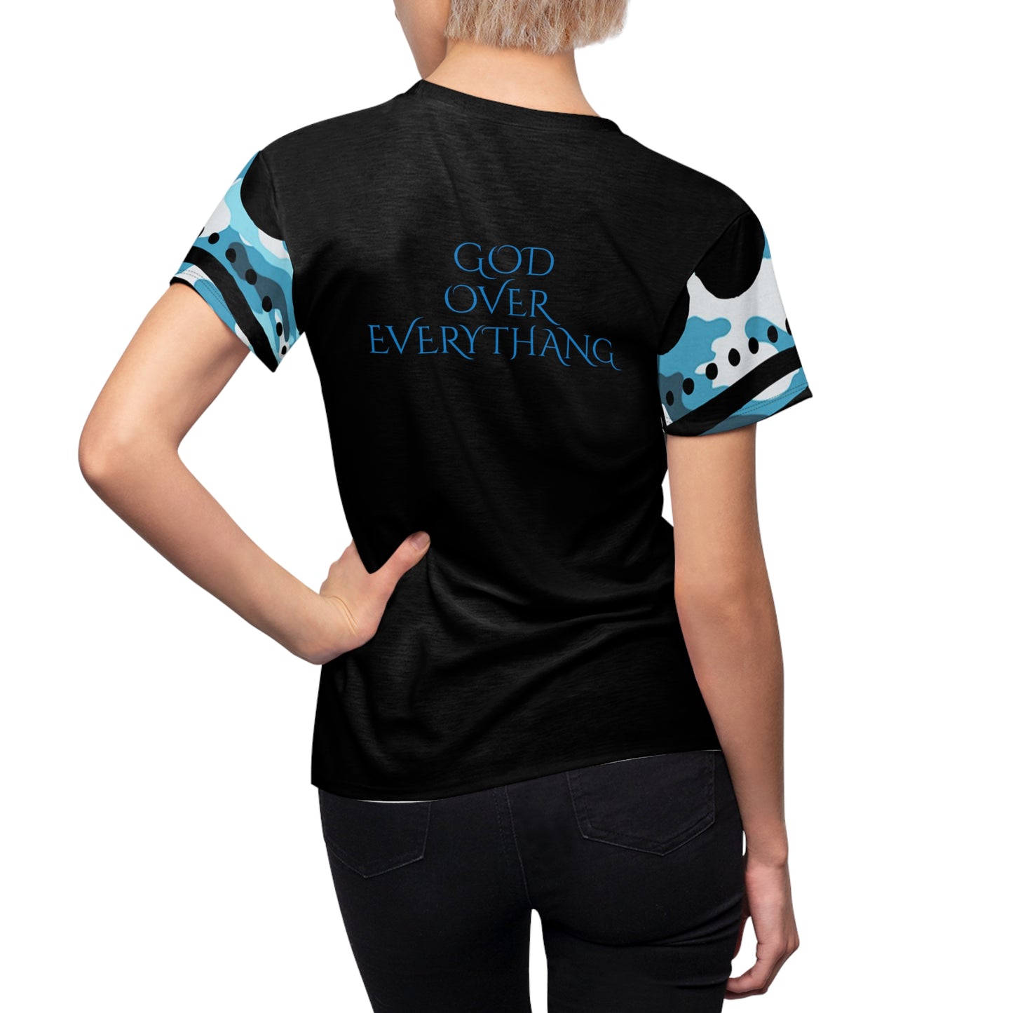 S...GGG z....GOD PROTECTS Camouflage blue design Women's AOP Cut & Sew Tee