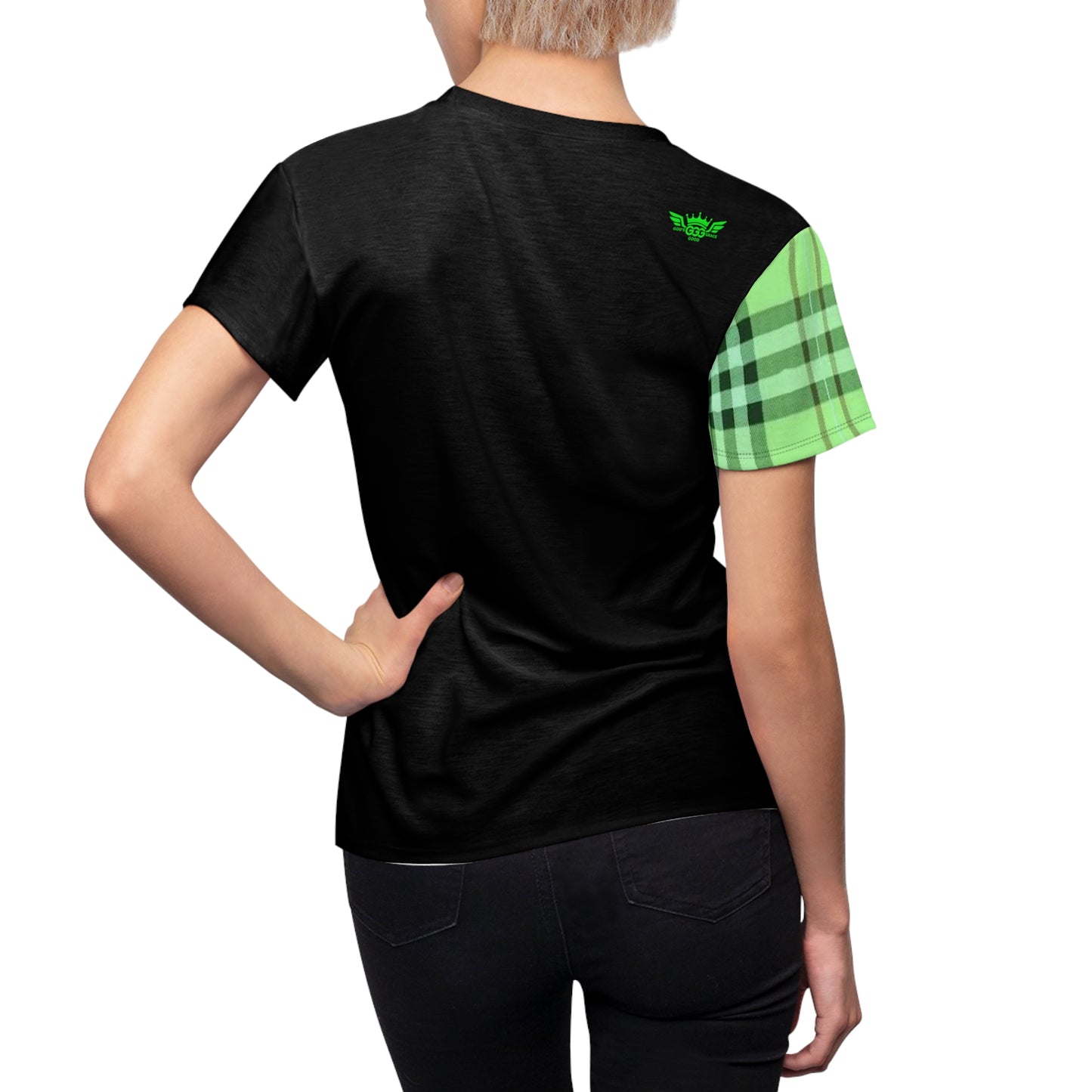 H...GGG fluorescent green,black,white design Women's AOP Cut & Sew Tee