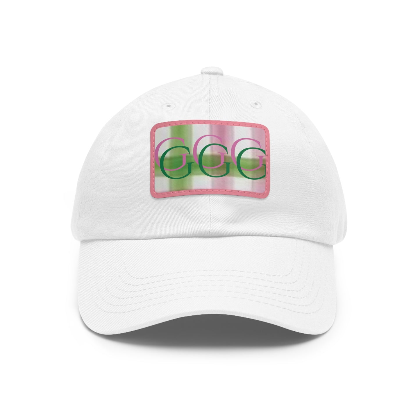 C...pink/green/white design Hat with Leather Patch ( hat, t-shirt, socks SOLD SEPARATELY )