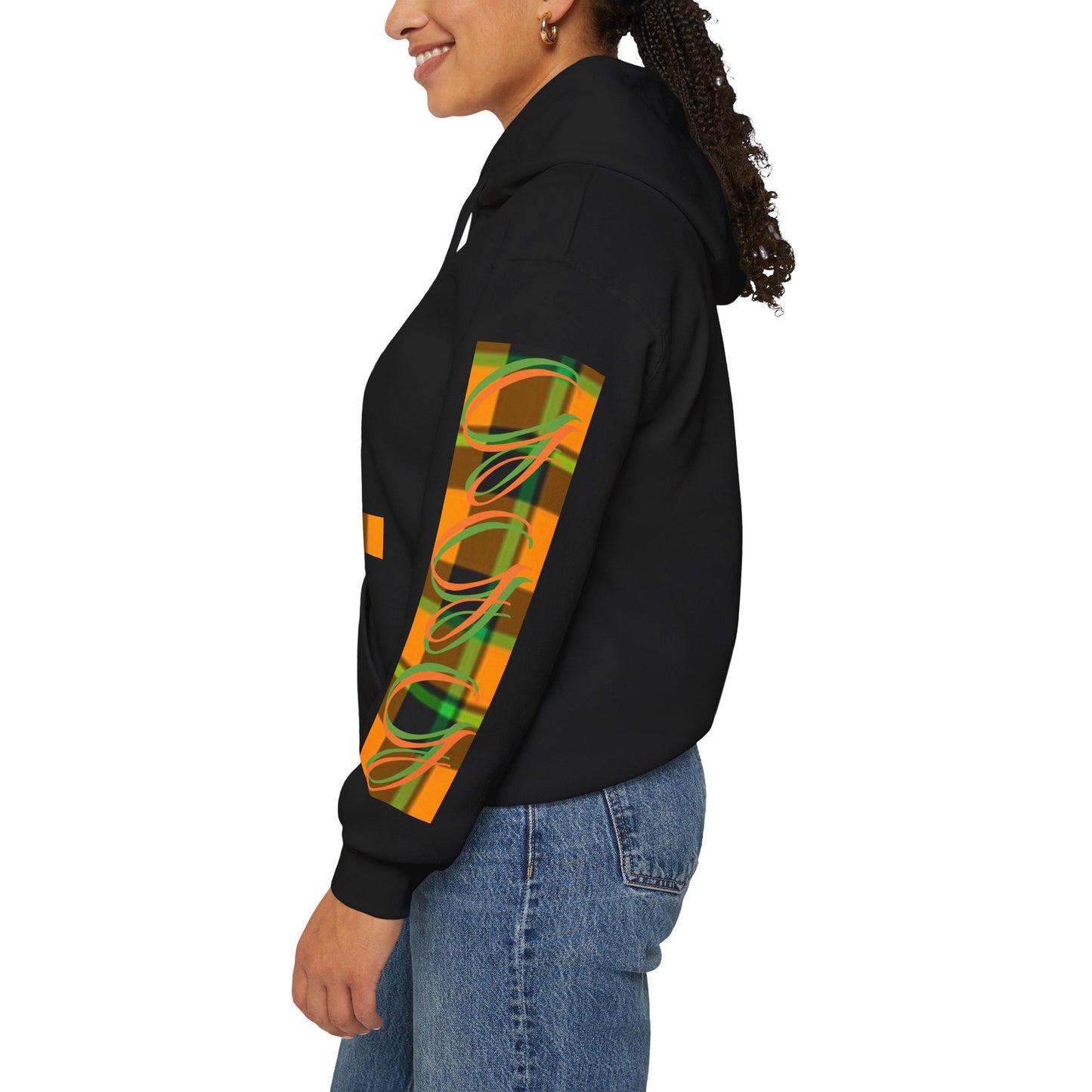 A....................GGG orange green plaid design Unisex Heavy Blend™ Hooded Sweatshirt