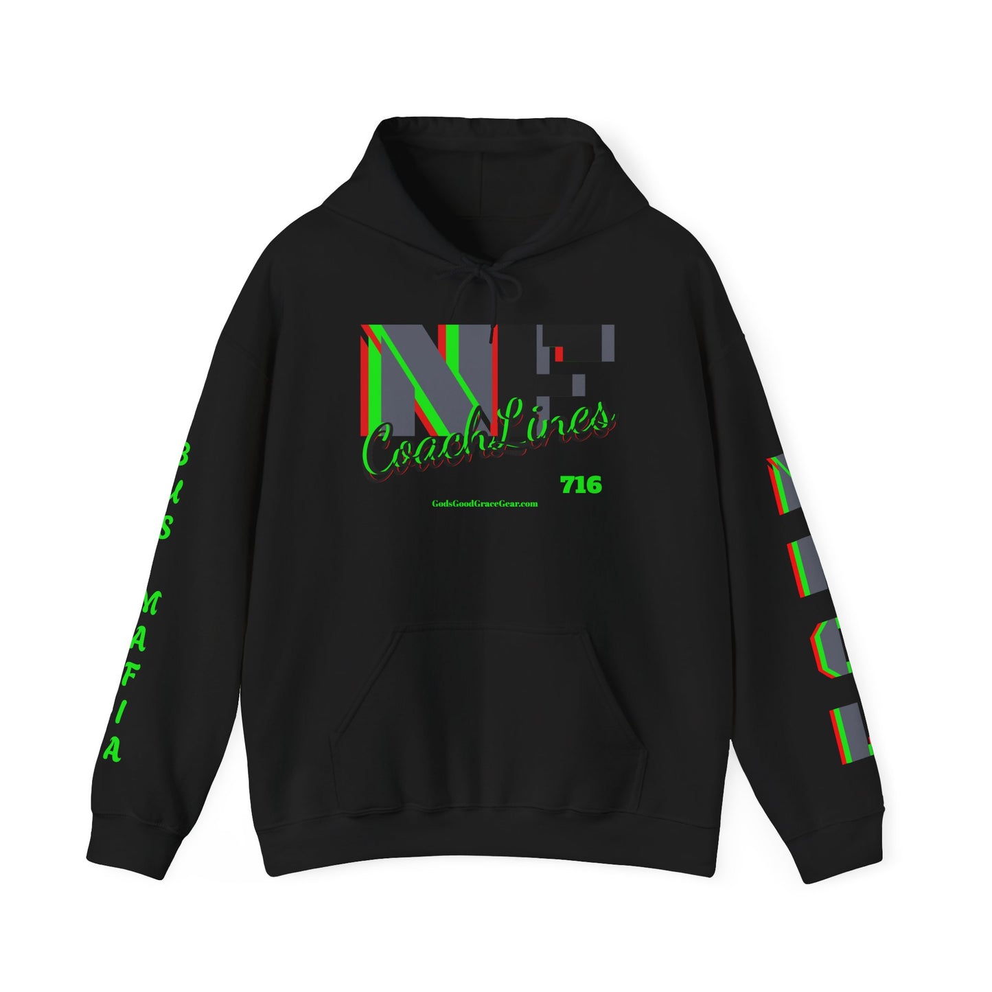 Z...NFCL WORK ATTIRE Hoodie with grey/black green red Sleeve Graphics