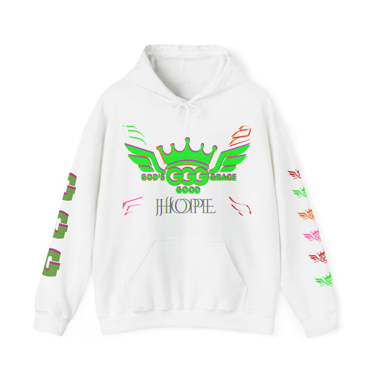 A....................Christian Hooded GREEN Sweatshirt - Hope, Peace, Jesus is King, God's Good Grace Gear