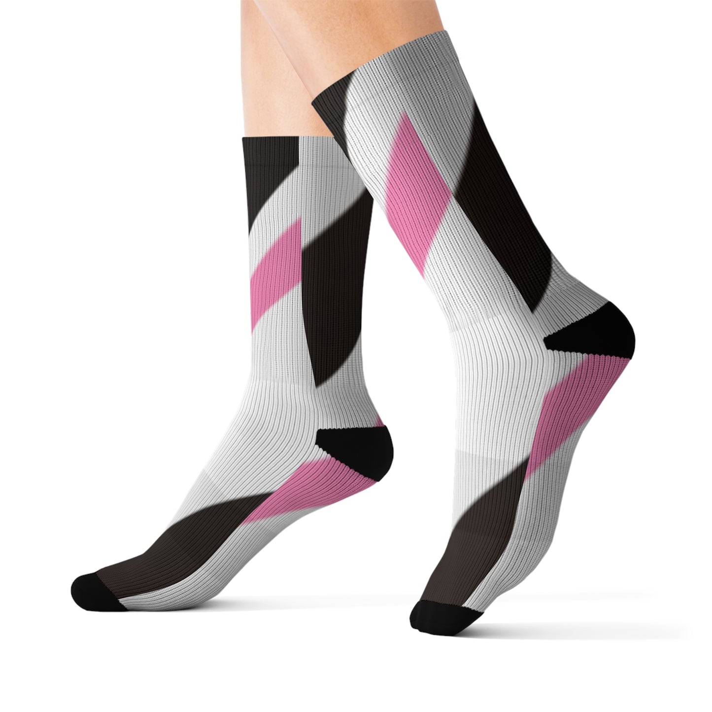 A......pink/white/brown GGG design Sublimation Socks