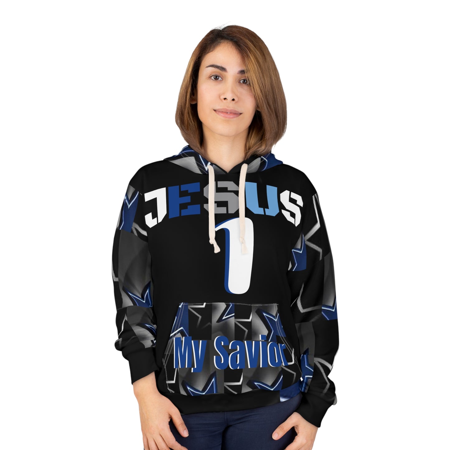 A..........JESUS BIG BOY blue/gray Unisex Pullover Hoodie (AOP)