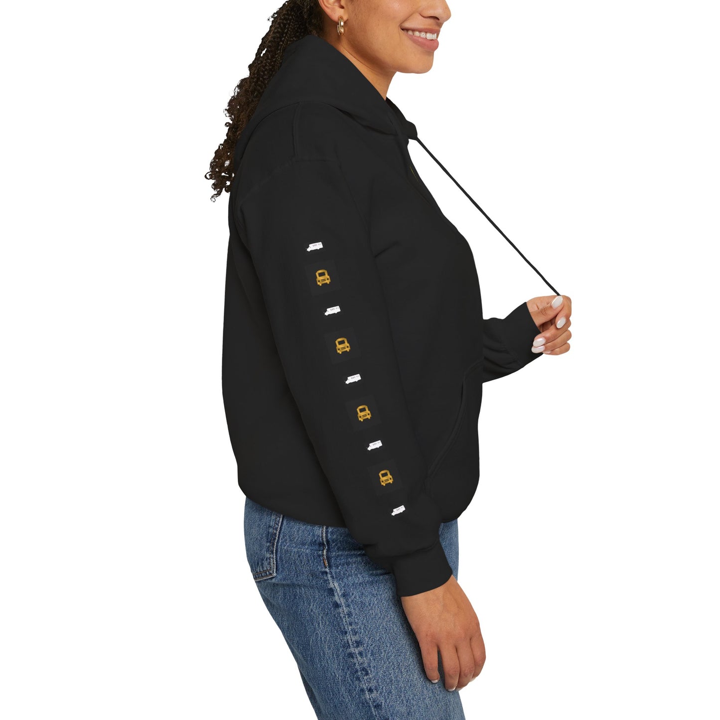 Z...i..NFCL WORK ATTIRE Niagara Falls Coach Lines Hoodie with yellow/black Sleeve Graphics