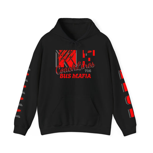 Z...o..NFCL WORK ATTIRE Niagara Falls Coach Lines Hoodie with Red/gray/black Sleeve Graphics