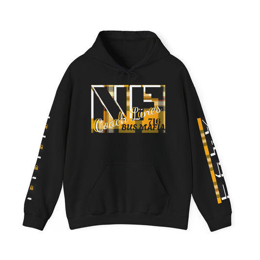 Z...h..NFCL WORK ATTIRE Niagara Falls Coach Lines Hoodie with yellow/black plaid Sleeve Graphics