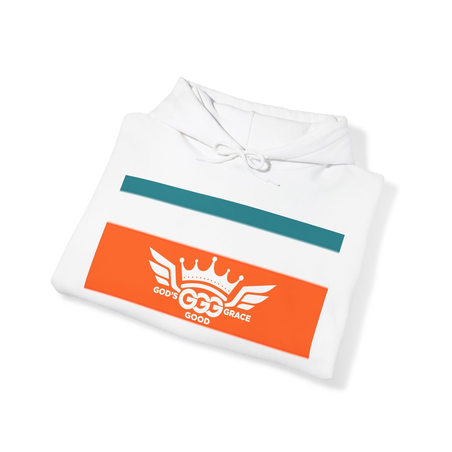 B...WHITE LOGO orange/white design.. white Unisex Heavy Blend™ Hooded Sweatshirt