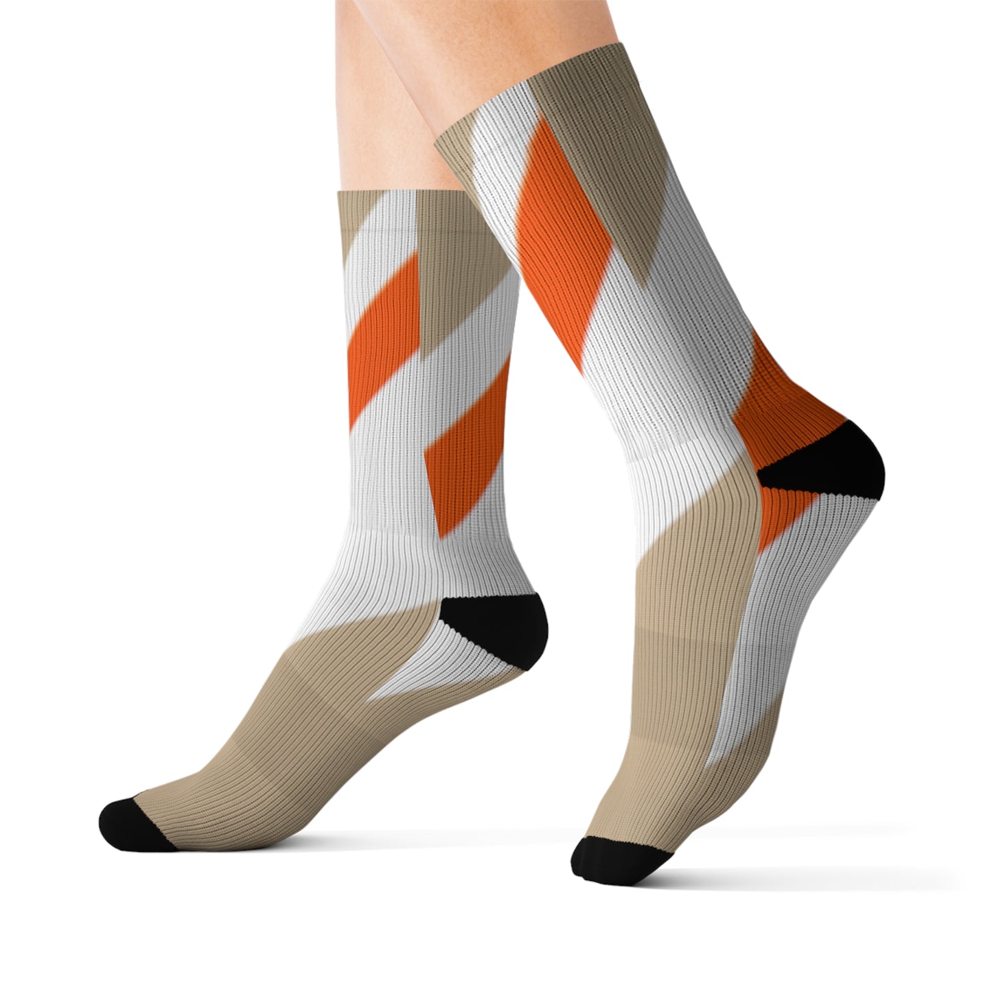 A.........orange/white/beige GGG design Sublimation Socks