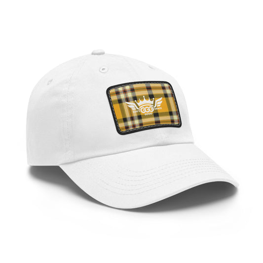 E...GGG yellow,black,white design Hat with Leather Patch