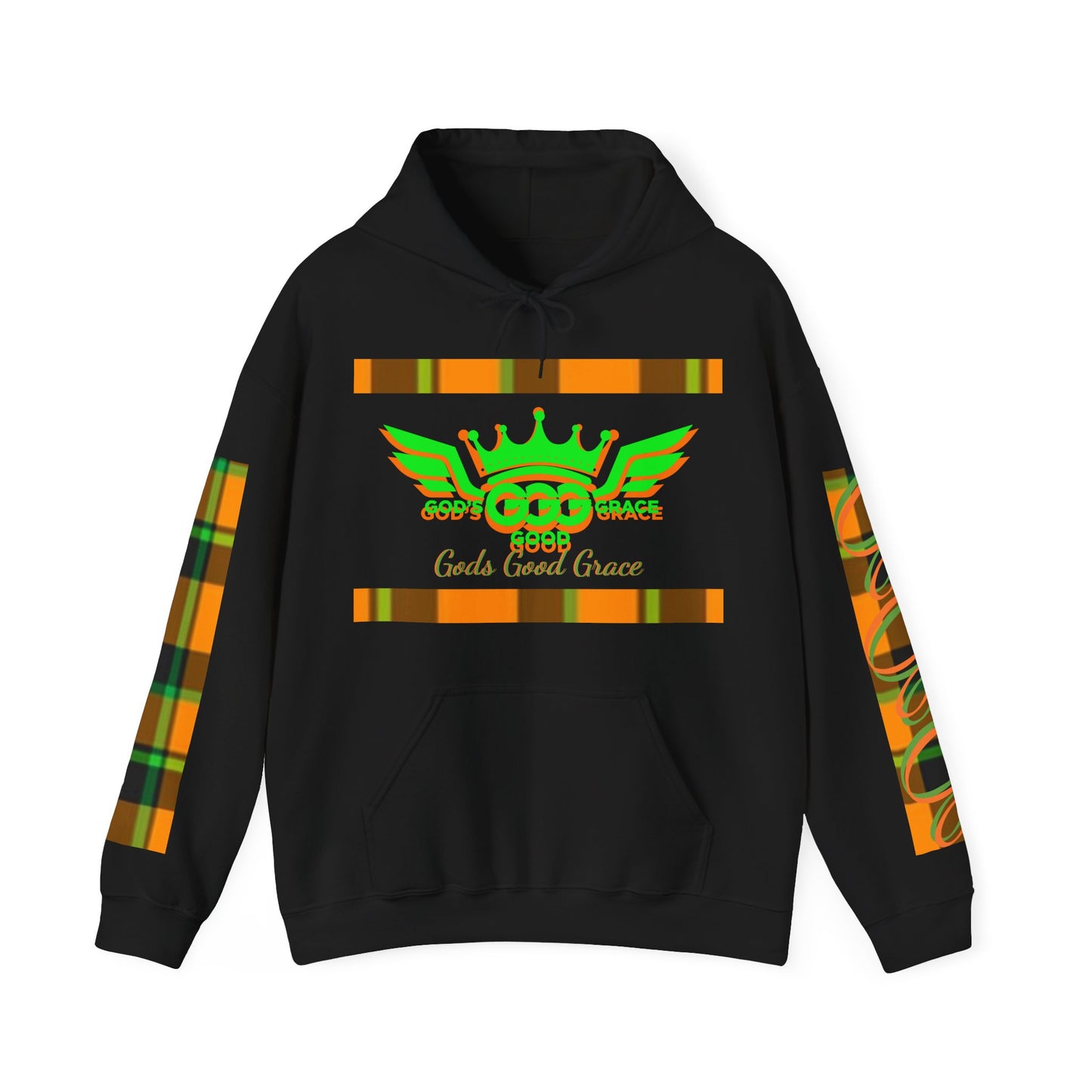 A....................GGG orange green plaid design Unisex Heavy Blend™ Hooded Sweatshirt