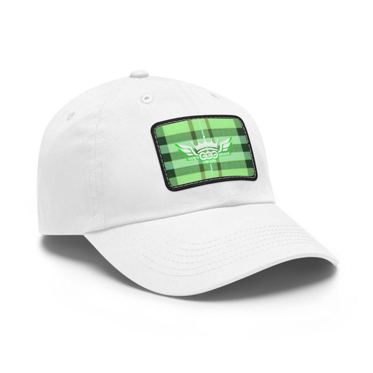 K...GGG florescent green,black,white design WOMENS Hat with Leather Patch