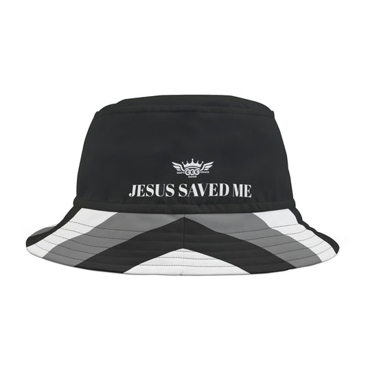 A.................JESUS SAVED ME black/gray/white Bucket Hat