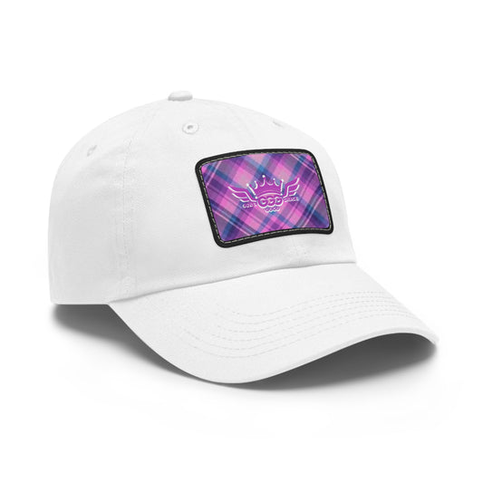 L...GGG a lite purple,white design WOMENS Hat with Leather Patch