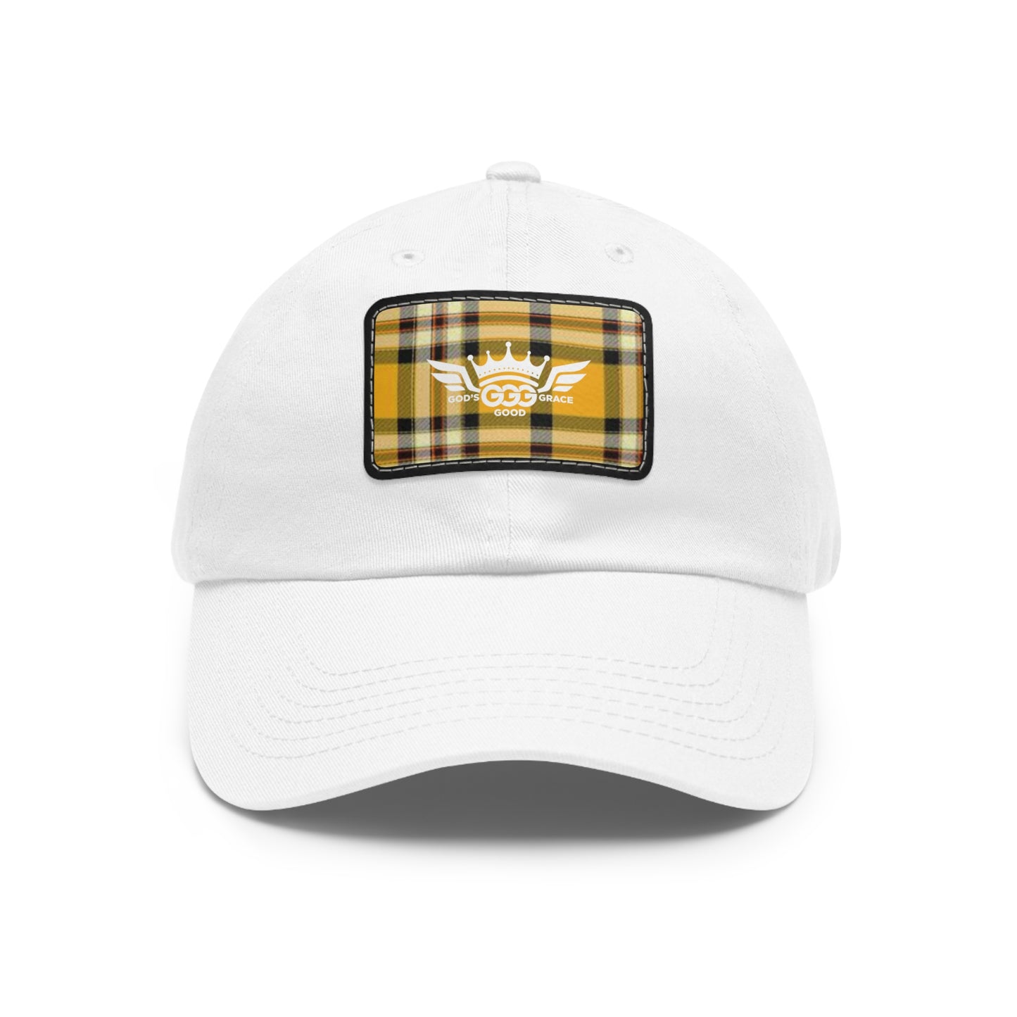 E...GGG yellow,black,white design Hat with Leather Patch WOMENS