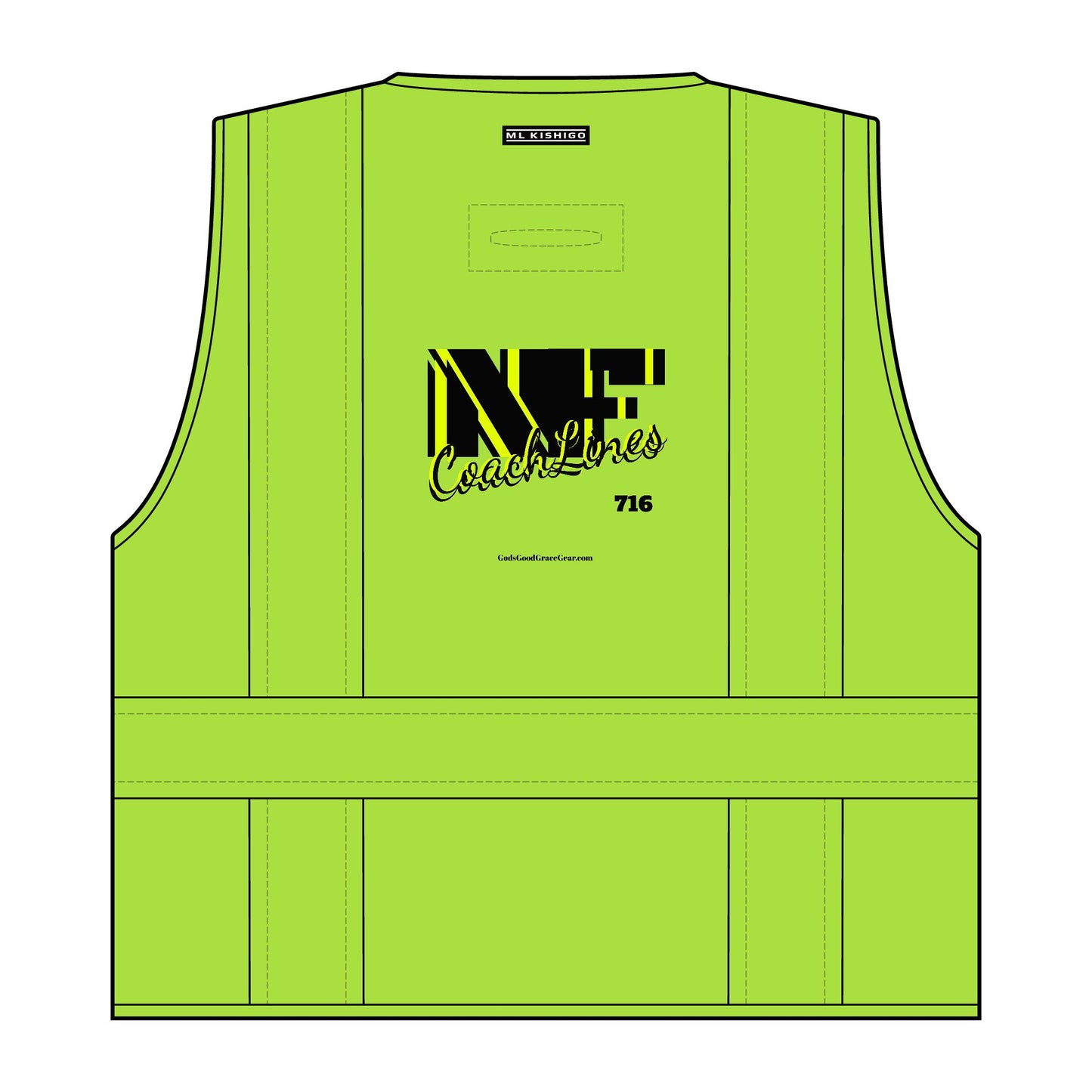 Z...NFCL WORK ATTIRE High-Visibility yellow Safety Vest — Class 2 Hi-Vis Work Vest with 6 Pockets