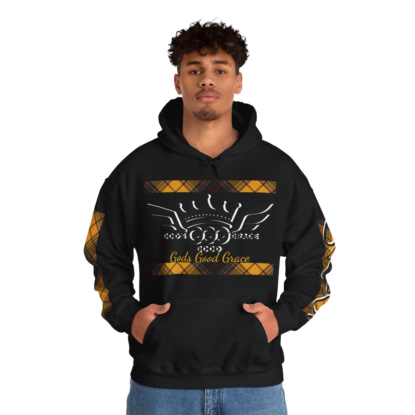 A..................GGG yellow plaid Unisex Heavy Blend™ Hooded Sweatshirt