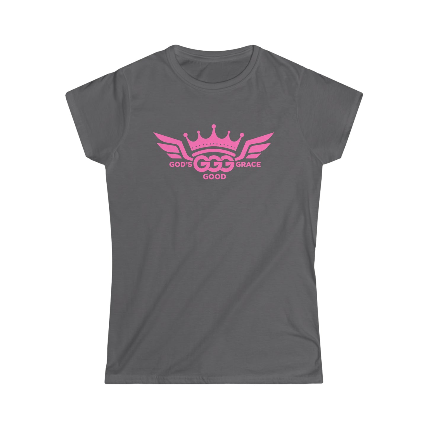 A....PINK LOGO WOMENS gray Softstyle Tee