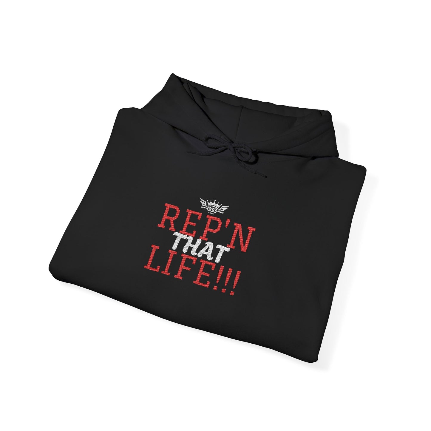 A.................... REP'N THAT LIFE!!! Graphic Pullover embrodiery