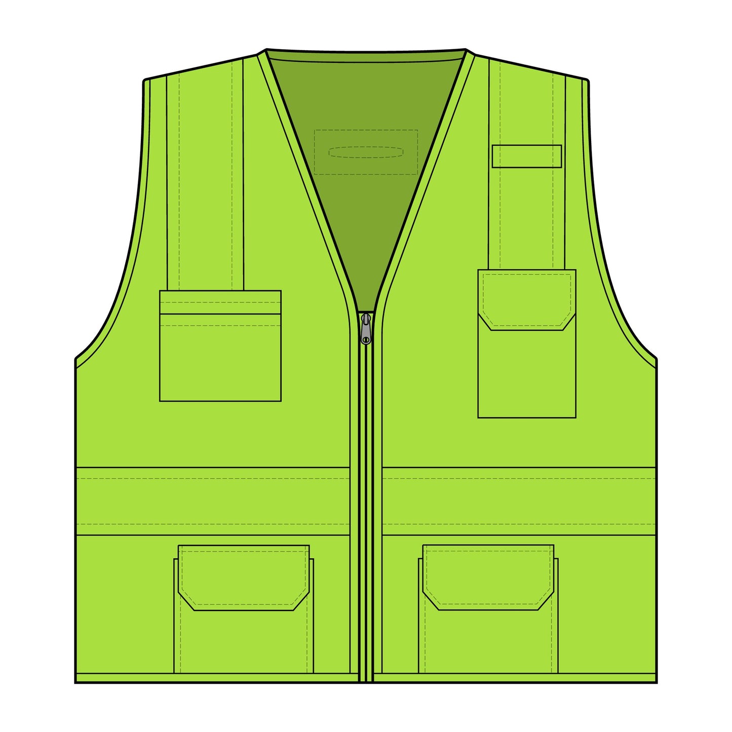 Z...NFCL WORK ATTIRE High-Visibility yellow Safety Vest — Class 2 Hi-Vis Work Vest with 6 Pockets