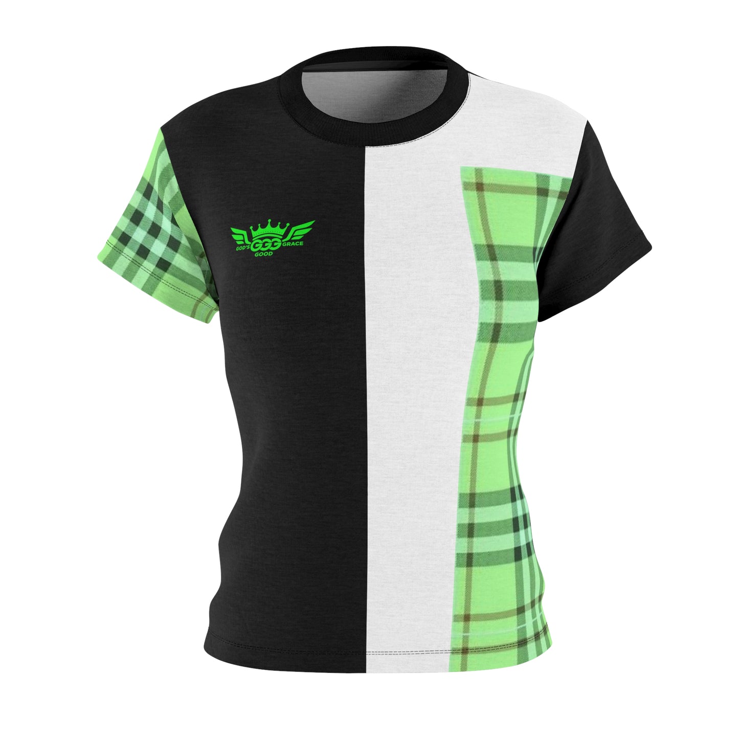 H...GGG fluorescent green,black,white design Women's AOP Cut & Sew Tee