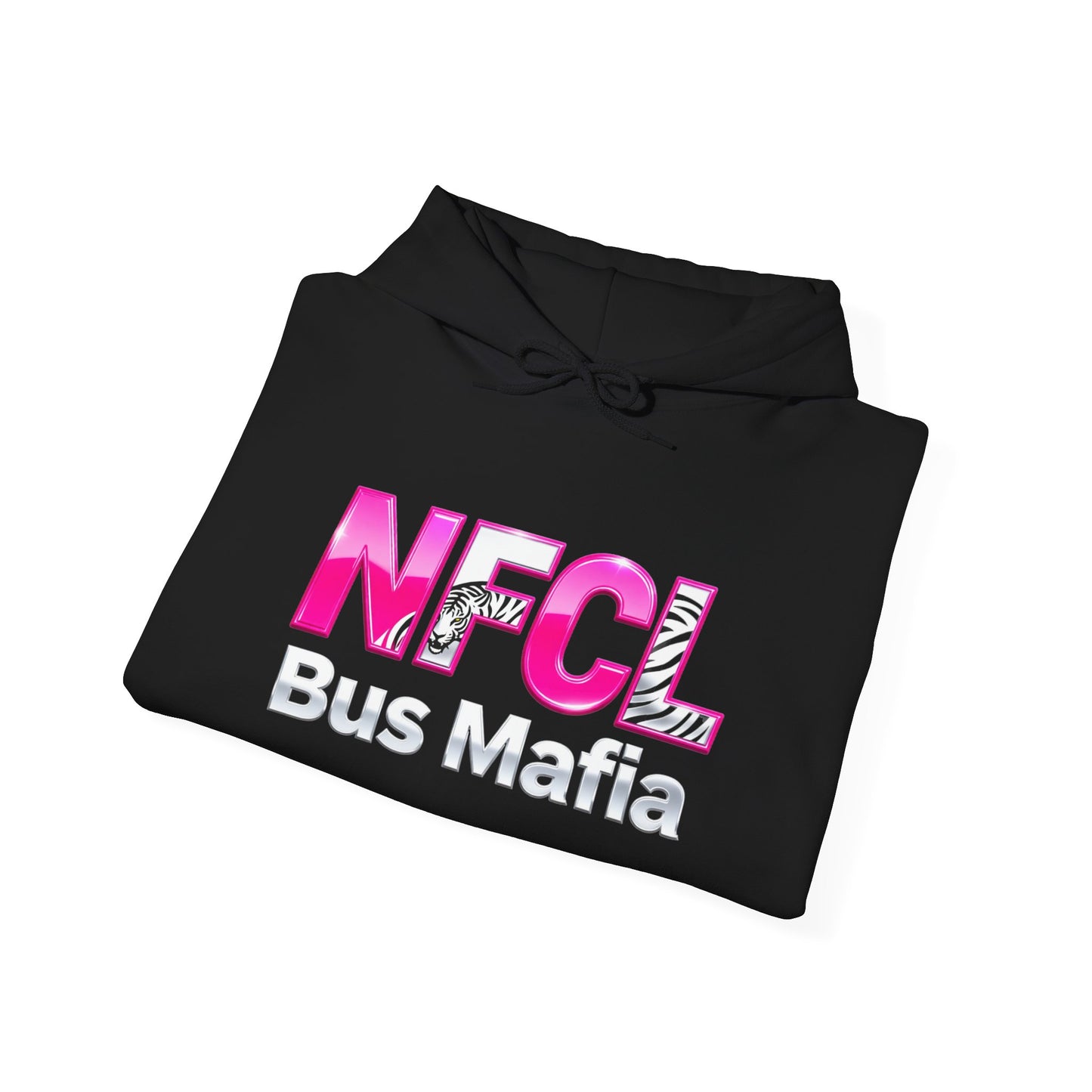 Zzz_TIFF CUSTOMIZED....NFCL WORK ATTIRE Niagara Falls Coach Lines Hoodie with HOT PINK,WHITE/BLACK Sleeve Graphics