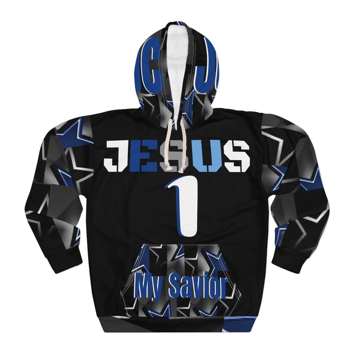 A..........JESUS BIG BOY blue/gray Unisex Pullover Hoodie (AOP)