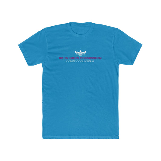 A........purple/turquoise/white Men's Cotton Crew T-SHIRT (Hat Sold Separately)