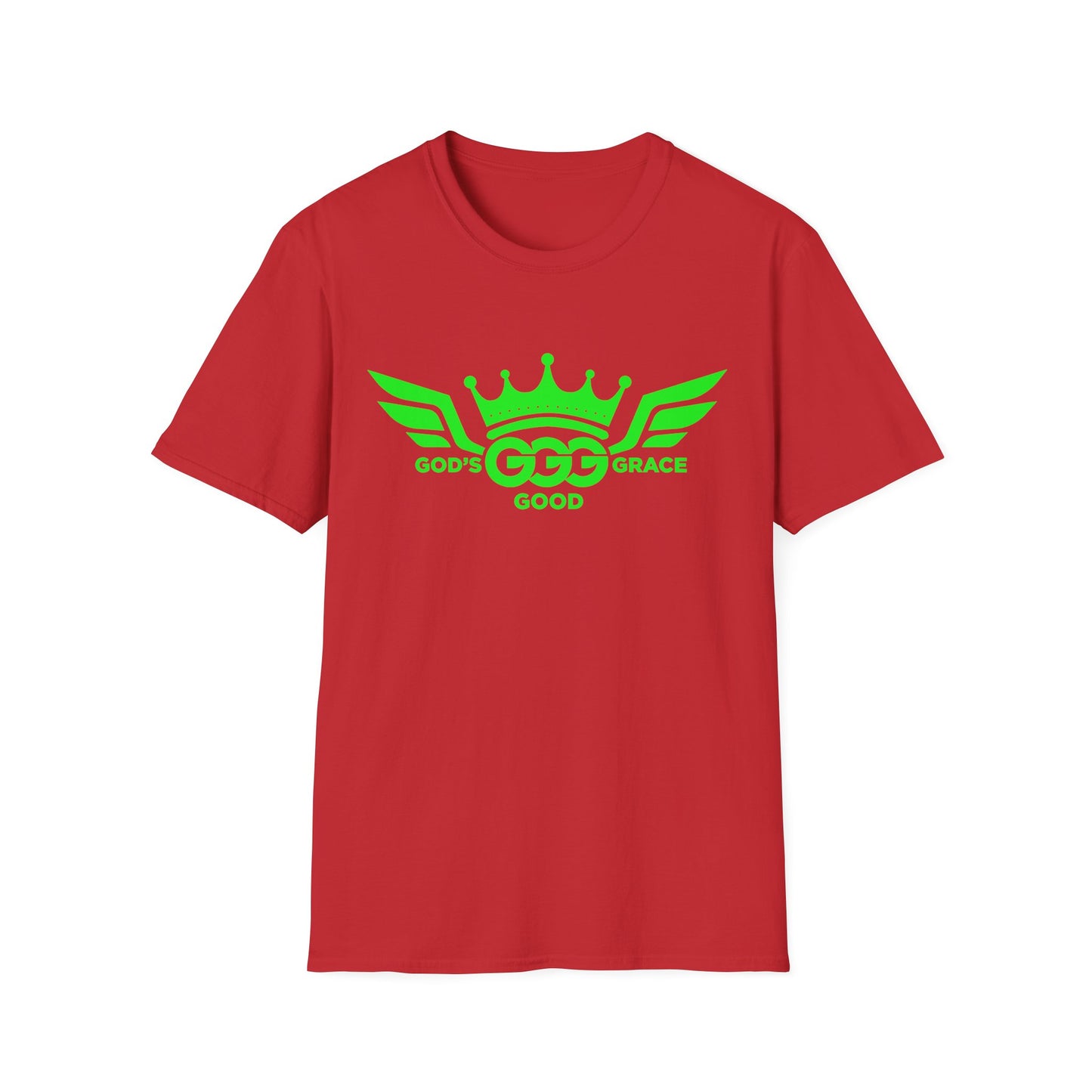 A.....MULTIPLE COLORS Florescent GREEN LOGO.. Unisex SOFTSTYLE T-Shirt